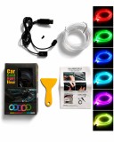 Cumpara ieftin Banda LED RGB auto 3M, 7 culori, control pe fir, alimentare USB