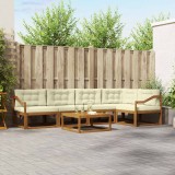 vidaXL Set de canapele de exterior cu pernă 6 pcs Natural și Crem 3367628