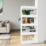 Bibliotecă/Separator cameră, alb, 60x30x135 cm, lemn prelucrat, vidaXL