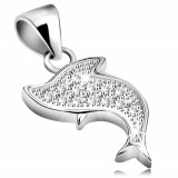 Cumpara ieftin Pandantiv din argint 925, placat cu rodiu, delfin cu zirconii transparente