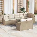 VidaXL Set de canapele pentru grădină 9 pcs Bej Rattan poli 3346781