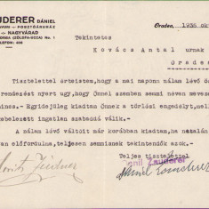 HST A1246 Act antet comerciant evreu de postav Daniil Zauderer 1935 Oradea