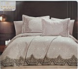 Set Cuvertura De Lux Bumbac 100% 3 Piese 240X260 Cm-Model Premium Bej