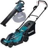 Makita DUB187T001 + DLM330Z - Suflanta de gradina cu 1 acumulator Li-Ion 18 V 5 Ah 252 m3/h motor fara perii + Masina de tuns iarba 33 cm 30 l