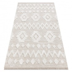 Covor ECO SISAL MOROC 22319 romburi boho franjuri - structural bej / cremă, 78x150 cm