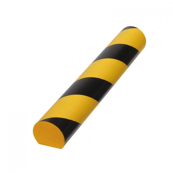 Coltar protectie perete, cilindric, din spuma, negru/galben, 66x400x60mm