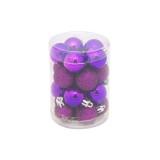 Set globuri cu sclipici pentru bradul de Craciun, xmas, Mov, 3 cm, 20 buc