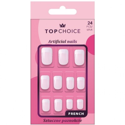 Set 24 unghii artificiale Top Choice, 78415, french patrate foto