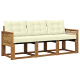 vidaXL Set de canapele de exterior cu pernă 3 pcs Natural și Crem 3381746