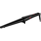 Ondulator de par conic Rowenta Karl Lagerfeld CF324LF0, invelis ceramic, 120-200 &deg;C, manusa de protectie, inel de agatare, negru &amp; rosu