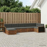 vidaXL Set de canapele de exterior cu pernă 7 pcs Natural și Antracit 3383615