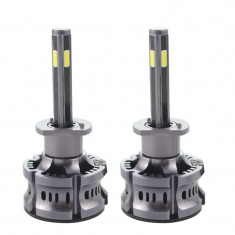 Set 2 LED-Uri Auto Techstar® N8, H1, 50W, 5500 Lumeni, 6000K, AUTO, 12-24 Volti, COB, Canbus, Radiator Aluminiu, Argintiu