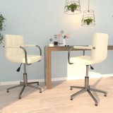 Cumpara ieftin Scaune de bucătărie pivotante, 2 buc., crem, piele artificială