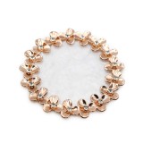 Set de 2 unități: Paletă din piatră, rotundă cu flori și pietre, alb + margine aurie