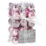 Set globuri de Craciun, 30 bucati, 3 modele, 3cm, roz Household NewTrend