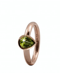 Inel Peridot Pear, Argint placat cu aur roze 18k, Peridot, Masura 55 foto