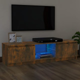 Comodă TV cu lumini LED, stejar fumuriu, 120x30x35,5 cm, vidaXL