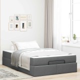 vidaXL Cadru de pat cu saltea Gri &icirc;nchis 120 x 200 cm țesătură
