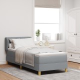 vidaXL Pat box spring cu saltea, gri deschis, 80x200 cm, textil