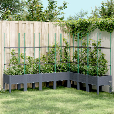 Jardiniera de gradina cu spalier, gri, 200x160x142,5 cm, PP GartenMobel Dekor foto