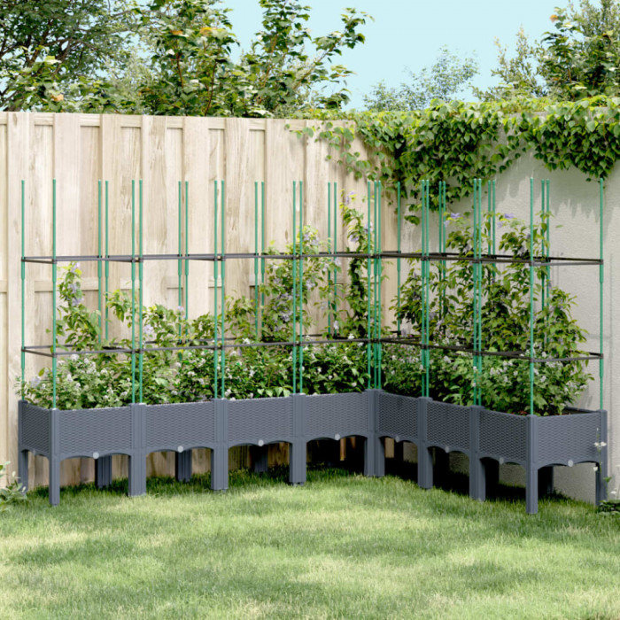 Jardiniera de gradina cu spalier, gri, 200x160x142,5 cm, PP GartenMobel Dekor
