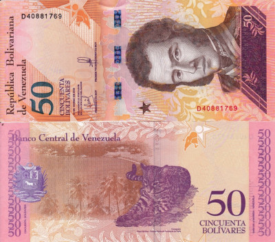 VENEZUELA 50 bolivares 15 ianuarie 2018 UNC!!! foto