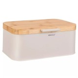 Cutie pentru paine, bej, cu capac din bambus, 30 &times; 20 &times; 14 cm, Kinghoff