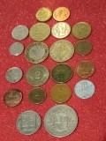 25 centimes 1903 Franta (aUNC) + Half Krown 1956 UK (aUNC) + Lot 18 monede din 18 tari. Unele sunt UNC + Luciu de batere [poze]