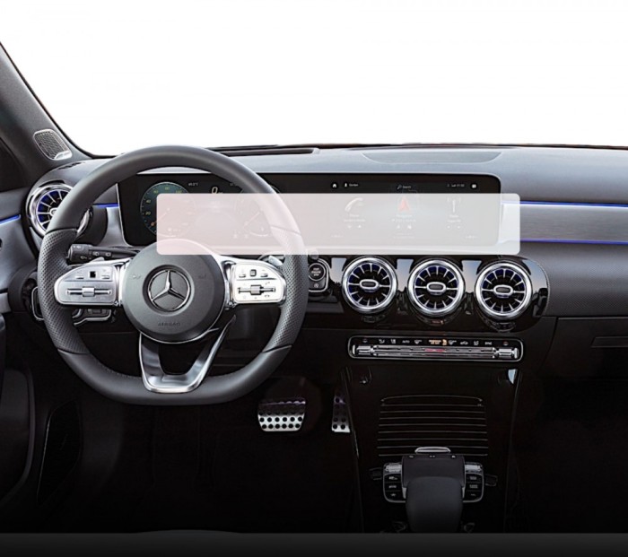 Folie protectie display navigatie Duragon, din silicon, pentru Mercedes A-Class (W177) 2018-2022, mata, anti-amprenta, kit instalare