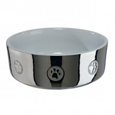 Castron din ceramică pentru câini, argintiu - 0,3 l