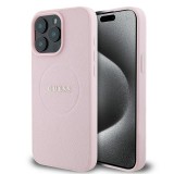 Husa iPhone 15 Pro Max Guess Grained Gold Ring MagSafe, roz, GUHMP15XPGHSMMP