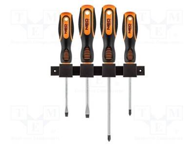 Kit şurubelniţe NEO TOOLS Phillips şi plată 4 piese, oţel crom vanadium, m&amp;acirc;nere ergonomice antialunecare foto
