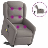 VidaXL Fotoliu electric masaj rabatabil cu ridicare, gri taupe, textil