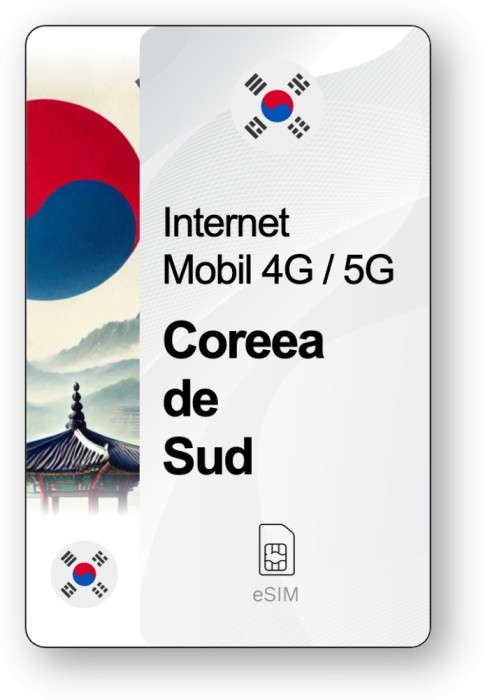 eSIM Internet Coreea de Sud, valabil 30 zile, trafic 3 GB, Standard