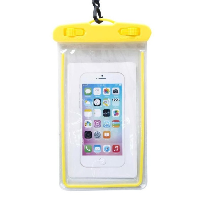 Husa subacvatica Zip Waterproof Flippy, Snowproof, Universala, Impermeabila, cu Snur, pentru telefon sau documente, Galben