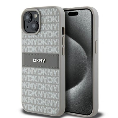 Husa pentru Apple iPhone 15 Plus, DKNY, Mono Stripe &amp;amp; Metal Logo, Bej foto