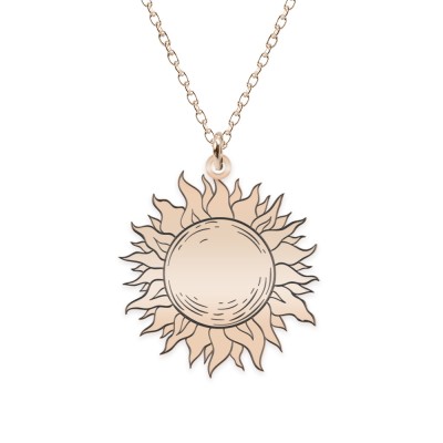 Sun - Colier personalizat soare din argint 925 placat cu aur roz foto