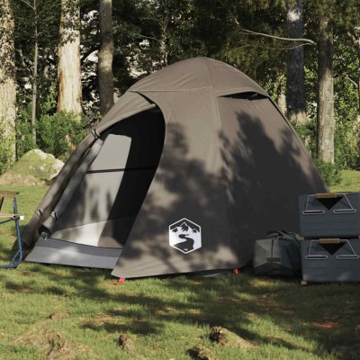 vidaXL Cort de camping cupolă pentru 2 persoane, maro, impermeabil foto