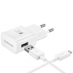 Incarcator Retea Samsung EP-TA20EWE, Cablu MicroUSB inclus, Fast Charging, Alb, Bulk foto