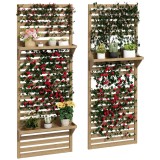 Outsunny Lot de 2 suporturi pentru plante interioare, port plante interioare cu rafturi și plasă 60 x 18 x 170 cm, lemn natural | Aosom Romania
