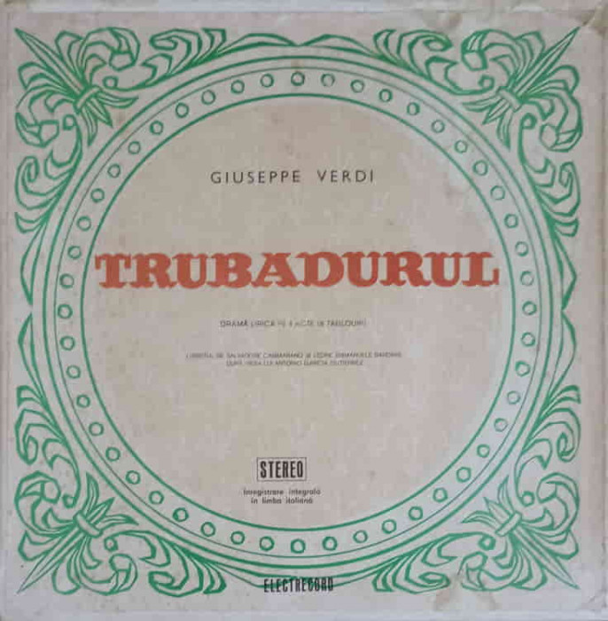Disc vinil, LP. TRUBADURUL (DRAMA LIRICA IN 4 ACTE) SETBOX 3 DISCURI VINIL-GIUSEPPE VERDI