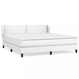 Cumpara ieftin Pat cu arcuri, cu saltea, alb, 180x200 cm, piele ecologica