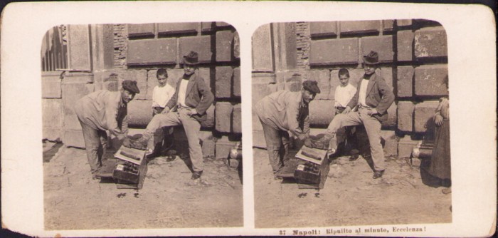 ST63N Napoli, Ripulito al minuto, Eccelenza, 1903, stereoscopic photo