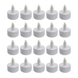Cumpara ieftin Set 20 lumanari LED albe 4.1 x 3.9 cm, iluminare galbena cu efect de flacara, 60 baterii LR41 AG3 incluse, pentru amenajare interior, mese festive si