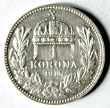 Ungaria 1 Coroana 1915, Argint, VF++XF, Moneda Veche Argint, Corona Korona