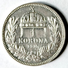 UNGARIA 1 COROANA 1915 CORONA KORONA ARGINT VF++XF