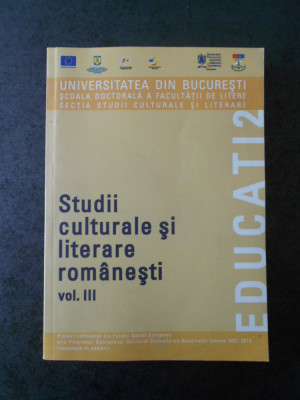 Studii culturale si literare romanesti volumul 3 foto