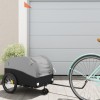 Remorcă Bicicletă vidaXL, Fier, Negru/Gri, 30kg, 123x52x53cm, Cu Steag Siguranță, Transport Marfă/Bagaje