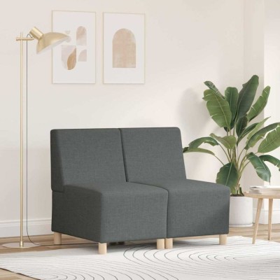 vidaXL Unitate Sofa Modulară Fără Brațe 2 pcs Gri &amp;icirc;nchis foto