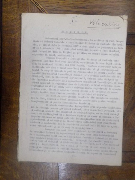 Lot documente asupra activitatii Uniunii Centrale a Asociatiilor Viticole din Bucuresti 1944-1947